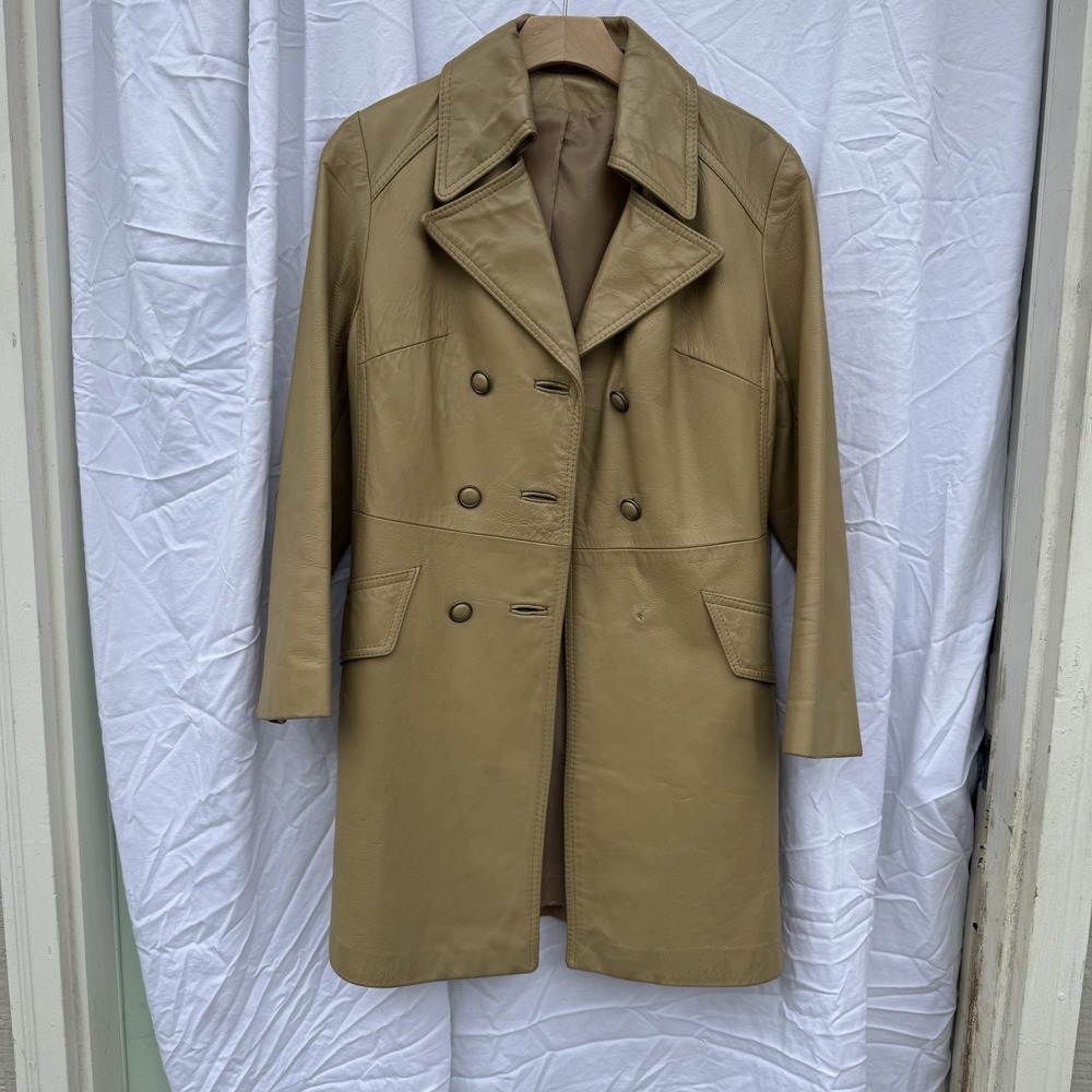 VTG Leathercraft 1970s Taupe / Tan Trench Coat Men's Clothing Retro Fashion